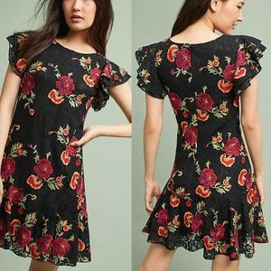 ANTHROPOLOGIE Poppy Dress Black Embroidered Lace